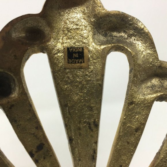 Pair Ornate Brass Sconce Candle Holders Shell - Picture 7 of 9